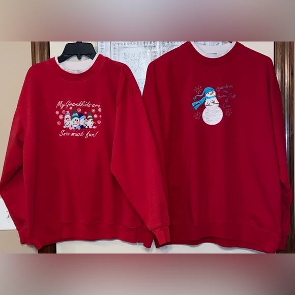 ⛄️Pre-Loved 2 Pcs Sz-L&XL M&CSportswear Bundle Red Snowman Sweaters/Sweatshirts - Picture 8 of 16